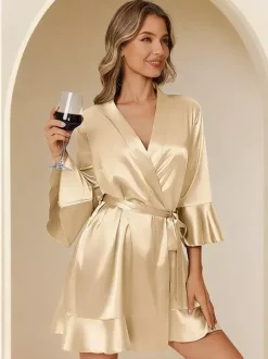 Lingerie de mariée pyjamas vêtements de nuit robes de chambre nuisettes à volants bleu marine foncé nuisettes d'intérieur