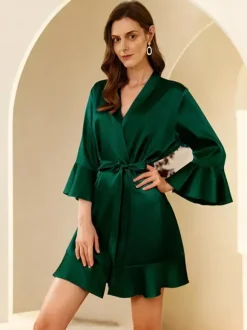 Lingerie de mariée pyjamas vêtements de nuit robes de chambre nuisettes à volants bleu marine foncé nuisettes d'intérieur