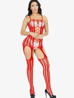 Lingerie Fendue Lingerie de mariage sexy en résille blanche avec découpes pour femmes