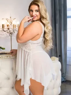 Lingerie grande taille Chic Intérieur Blanc Noir Chemises Babydoll