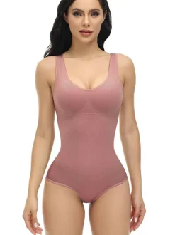 Lingerie Body Sculptant Rose Sans Manches Col U