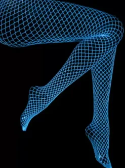 Lingerie Bonneterie Collants En Maille Élastique Sexy Bleu Nylon Découpé