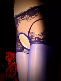 Lingerie bonneterie collants pour femmes entrejambe ouvert transparent rouge dentelle acrylique couleur unie