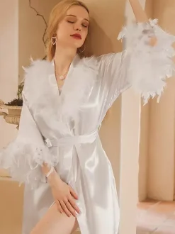 Lingerie de mariée pyjamas robes de chambre nuisettes blanches à lacets nuisettes d'intérieur