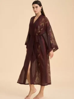 Lingerie de mariée pyjamas robes de chambre nuisettes imprimées abricot à lacets nuisettes d'intérieur