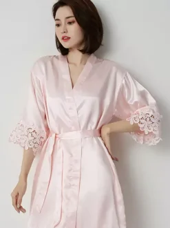 Lingerie de mariée pyjamas vêtements de nuit robes de chambre nuisettes roses en crochet nuisettes
