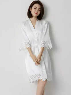 Lingerie de mariée pyjamas vêtements de nuit robes de chambre nuisettes roses en crochet nuisettes