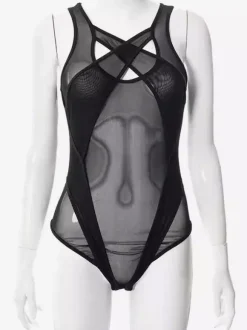 Lingerie en nuisette pour femme en patchwork violet transparent Nuisette sexy pour femme