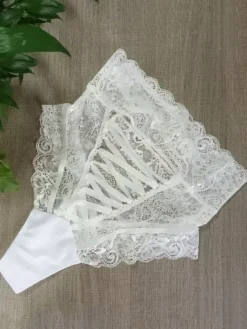 Lingerie Fendue Culotte sexy noire à lacets pour femmes sous-vêtements taille haute