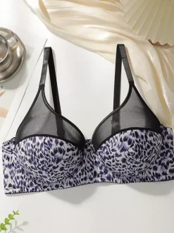 Lingerie grande taille bustiers couvrants imprimé léopard polyester sans coutures à armatures