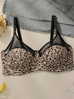 Lingerie grande taille bustiers couvrants imprimé léopard polyester sans coutures à armatures