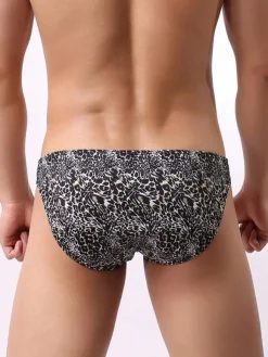 Lingerie masculine en nylon à imprimé léopard pour hommes