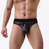 Lingerie pour homme sous-vêtements sexy culotte bleue imprimée string imprimé