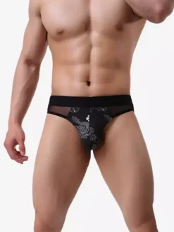 Lingerie pour homme sous-vêtements sexy culotte bleue imprimée string imprimé