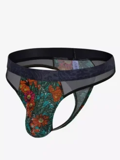 Lingerie pour homme sous-vêtements sexy culotte bleue imprimée string imprimé