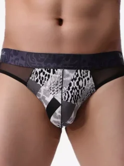 Lingerie pour homme sous-vêtements sexy culotte bleue imprimée string imprimé