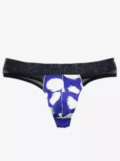 Lingerie pour homme sous-vêtements sexy culotte bleue imprimée string imprimé