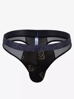 Lingerie pour homme sous-vêtements sexy culotte bleue imprimée string imprimé