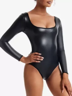 Lingerie Sculptante Body Gainant Noir à Manches Longues