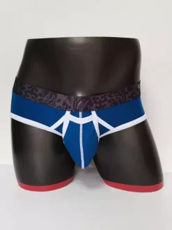 Lingerie sexy pour homme culotte slip string en coton bleu uni