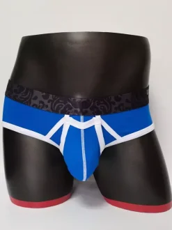 Lingerie sexy pour homme culotte slip string en coton bleu uni