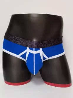 Lingerie sexy pour homme culotte slip string en coton bleu uni