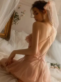 Lingerie transparente sans coutures nuisettes sexy en dentelle noire