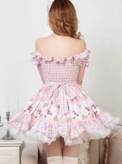 Lolita 2026 Robe Classique Robe Une Pièce OP Rose Pâle Imprimée Arcs Déguisements Halloween