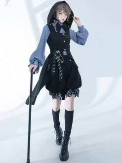 Lolita Specials Lolita Top Gilet Costumes Gothique Noir Sans Manches N艙uds Boutons