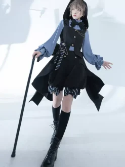 Lolita Specials Lolita Top Gilet Costumes Gothique Noir Sans Manches N艙uds Boutons