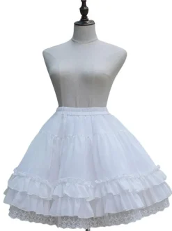 Lolita blanc Petticoat Neverland Ruffles Frills en mousseline de soie couche Lolita Crinoline Déguisements Halloween