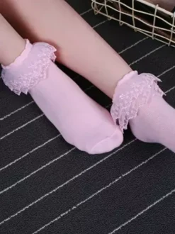 Lolita Chaussettes doux blanc coton 2026 dentelle Déguisements Halloween