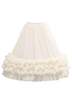 Lolita en mousseline de soie jupe noeud à volants Lolitapetticoat blanc Déguisements Halloween