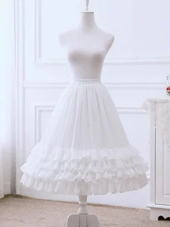Lolita en mousseline de soie jupe noeud à volants Lolitapetticoat blanc Déguisements Halloween