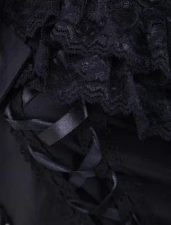 Lolita JSK Robe à Bretelle Noir Avec Noeud En Dentelle Déguisements