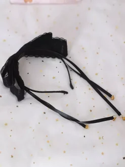 Lolita Sweet Hair Clasp Bow Lace Bell Accessoire de cheveux Lolita noir Déguisements Halloween