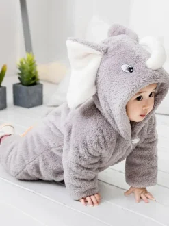 Éléphant Gris Kigurumi Pyjamas Bébés 2026 Flanelle Combinaison d'Hiver Enfants Cadeaux Noël Déguisements Halloween