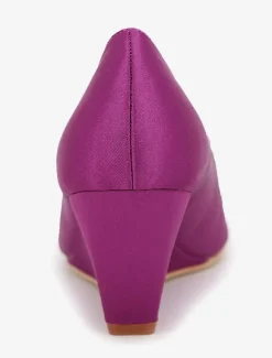 Magnifique chaussure de mariée en satin à talons compensés avec strass Escarpin