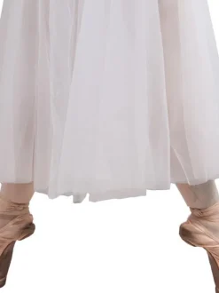 Magnifique costume de danse ballet en tulle blanc élégant unicolore à demi-transparence Jupe Déguisements Halloween