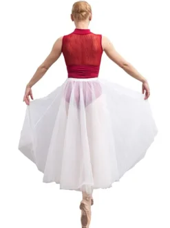 Magnifique costume de danse ballet en tulle blanc élégant unicolore à demi-transparence Jupe Déguisements Halloween