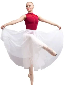 Magnifique costume de danse ballet en tulle blanc élégant unicolore à demi-transparence Jupe Déguisements Halloween