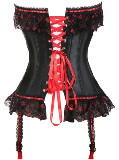 Magnétique bustier sexy en satin noir avec noeud et lacets