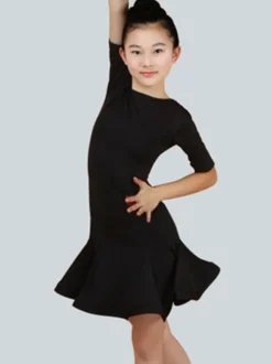 Magnétique costume de danse latine en lycra elasthanne unicolore Robe Déguisements Halloween