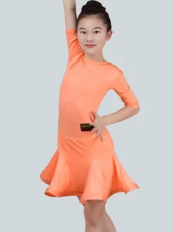 Magnétique costume de danse latine en lycra elasthanne unicolore Robe Déguisements Halloween