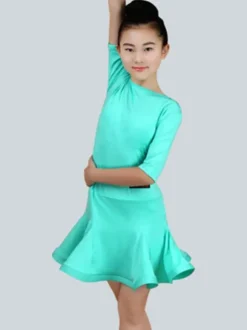 Magnétique costume de danse latine en lycra elasthanne unicolore Robe Déguisements Halloween