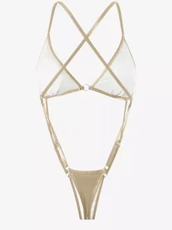 Maillot de bain bikini doré pour femme taille naturelle maillot de bain sexy d'été