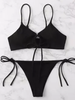 Maillot de bain bikini femme marron café à lacets maillot de bain d'été sexy
