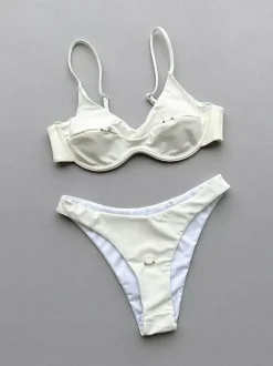 Maillot de bain bikini femme noir avec détails métalliques maillot de bain d'été pour la plage