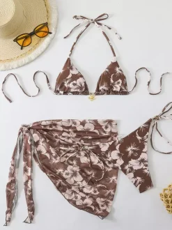 Maillot de bain bikini femme rose à lacets maillot de bain d'été pour la plage