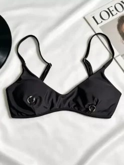 Maillot de bain bikini noir pour femme ensemble sexy d'été avec soutien-gorge dos nageur